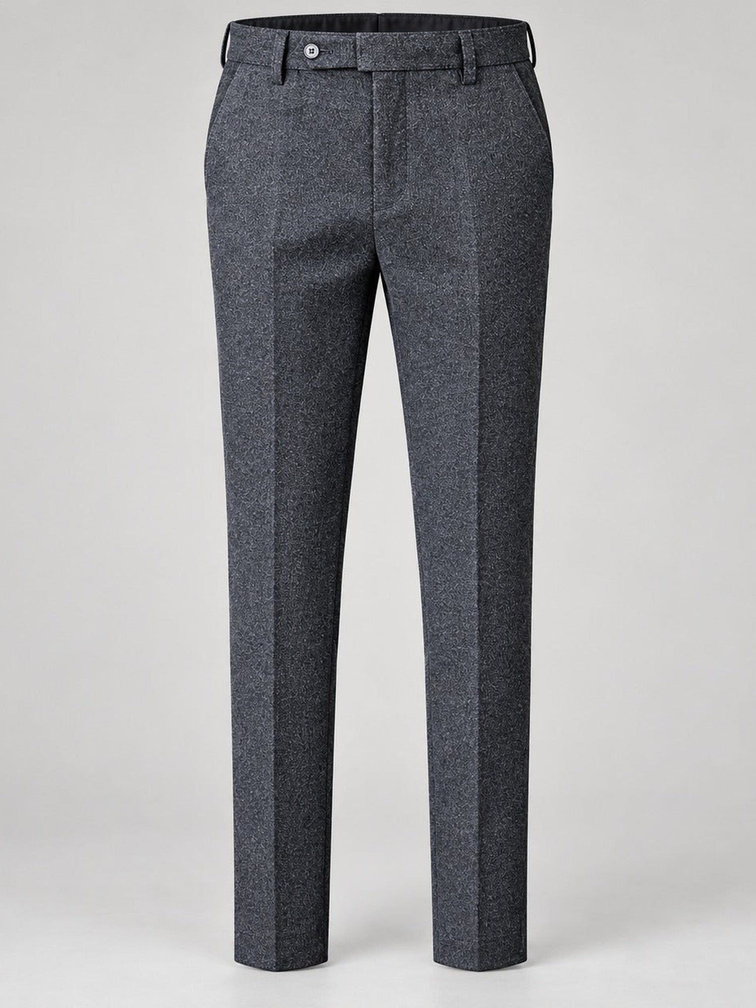 Brushed Wool-Look Slim Trousers, Ankle Length – Men – Charcoal – front, full length